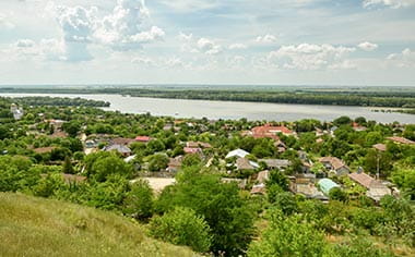 A view over Harsova to the Danube River, Romania